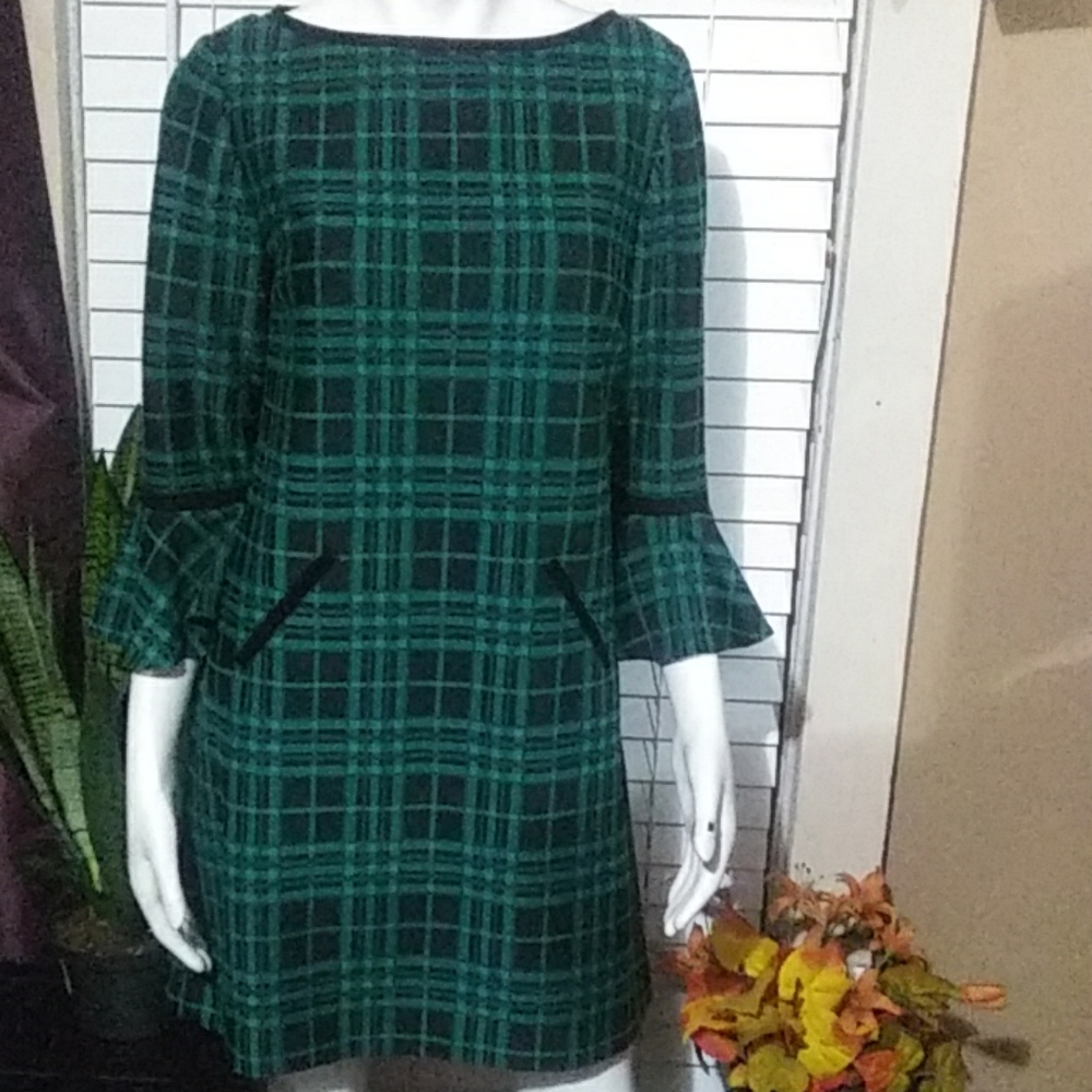 GREEN & BLACK STRIPE DRESS